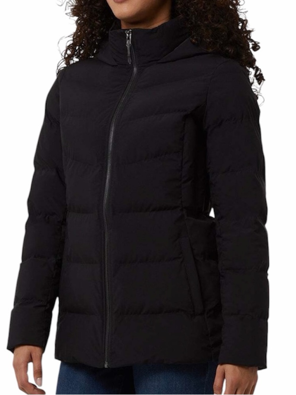 32 DEGREES Black Wide Channel Puffer Tech Jacket with Hood